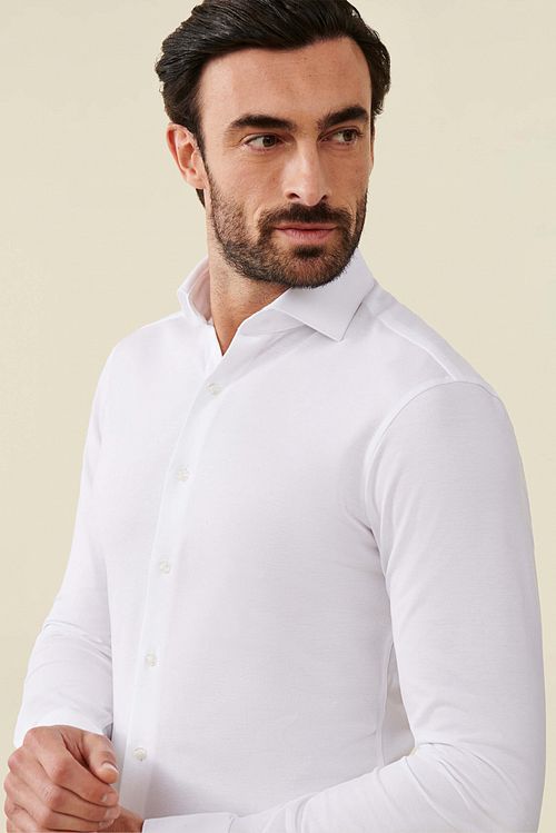 Cavallaro Piqué Shirt White Model / Detail