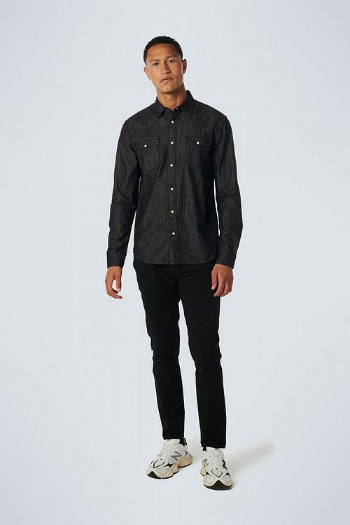 No Excess Denim Hemd Twill Anthrazit Model / Voorkant