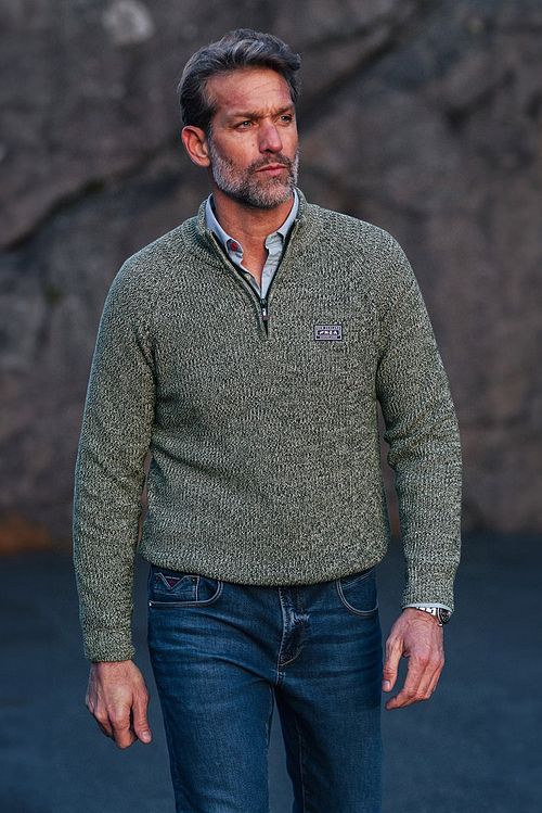 NZA Halv Zip Trøje Drake Grøn Model / Voorkant