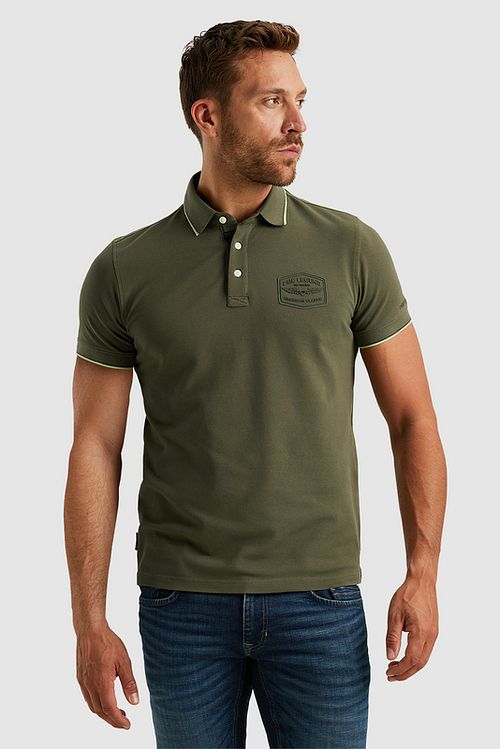 PME Legend Pique Polo Efeugrün Model / Voorkant