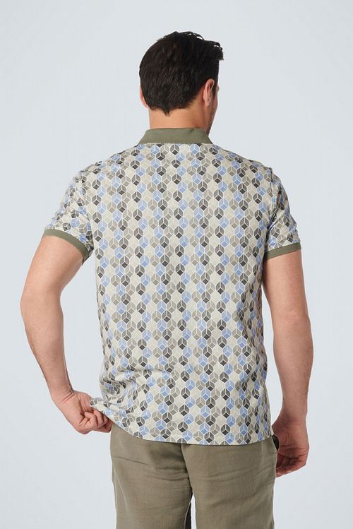 No Excess Poloshirt Druck Blau Grün Model / Achterkant