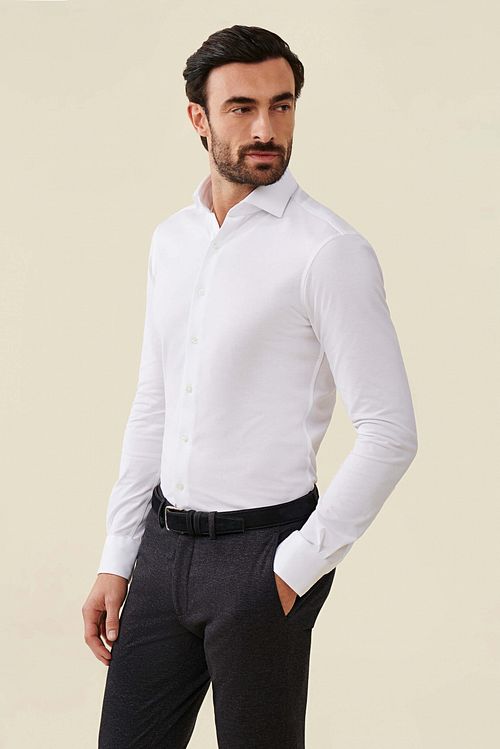 Cavallaro Piqu-Covered Shirt Hvid Model / Voorkant