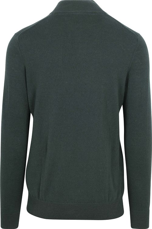 Lyle & Scott Half Zip Pull Laine Merinos Vert Foncé Product / Achterkant