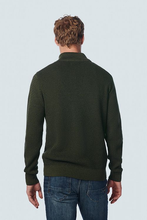 No Excess bluza z krótkim zamkiem, ciemnozielona Model / Achterkant