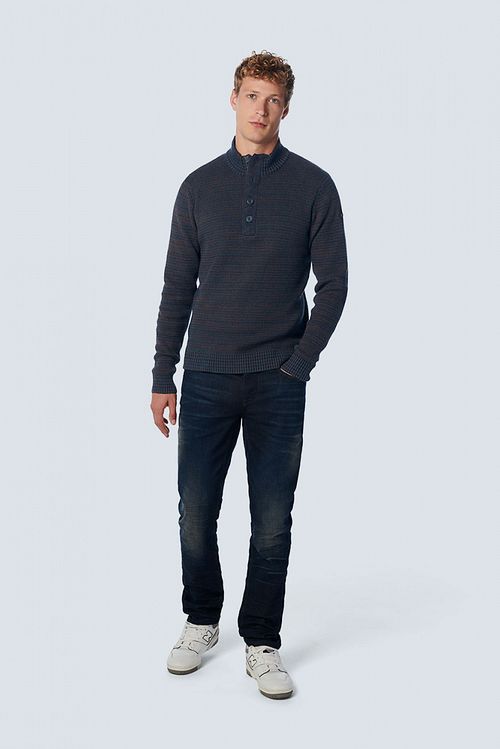 Jersey de cuello alto No Excess en azul marino melange Model / Voorkant