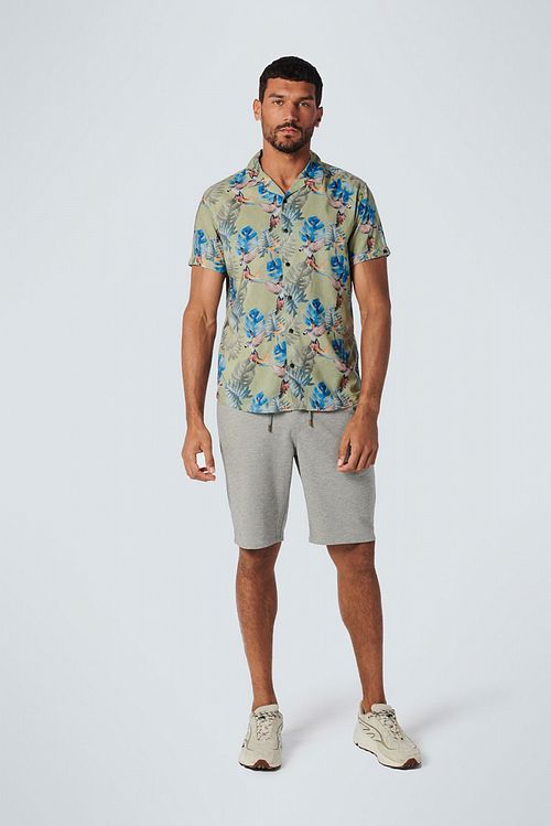 No Excess Short Sleeve Overhemd Print Groen Model / Voorkant