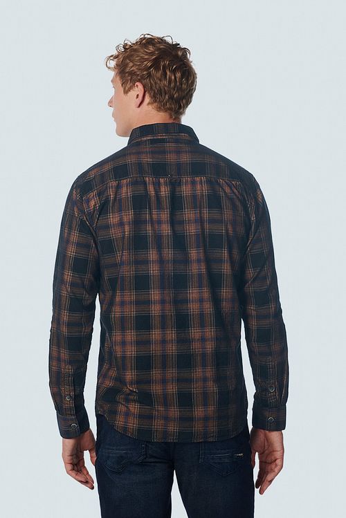 No Excess Skjorte med Corduroy-tern i Navy Model / Achterkant