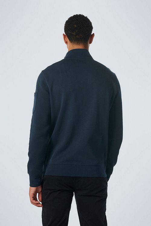 No Excess-Strickjacke Jacquard Navy Model / Achterkant