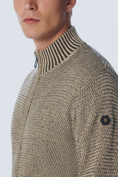 No Excess Strickjacke Zipper Beige Model / Detail