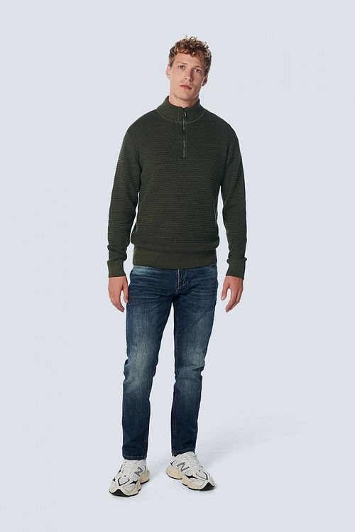 No Excess maglia con mezza zip verde scuro Model / Voorkant