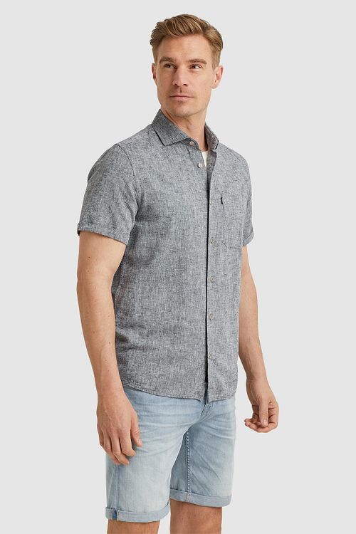 Vanguard Short Sleeve Overhemd Linnen Antraciet Model / Zijkant