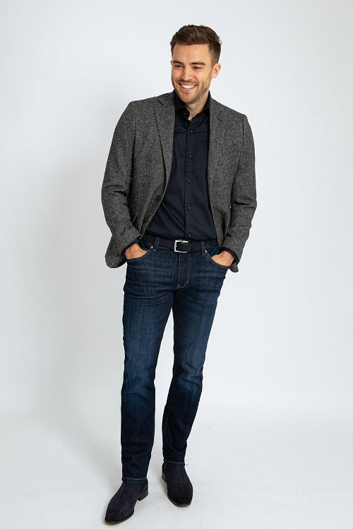 Suitable Blazer Birdseye de lana merino antracita Model / Voorkant
