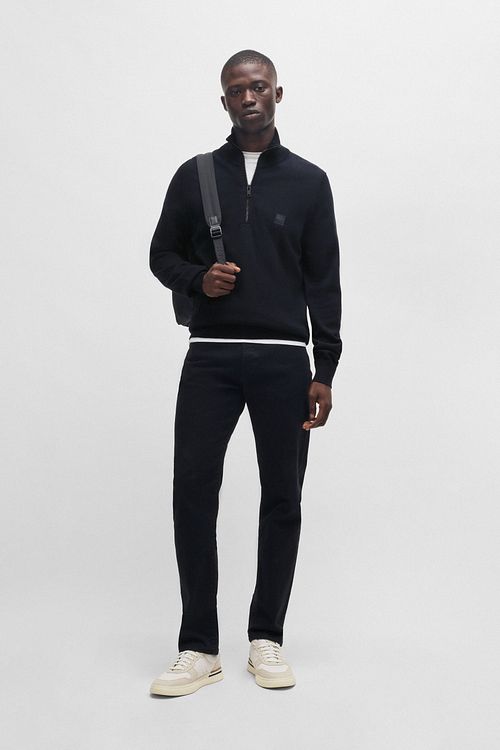 BOSS Jersey half zip Kanobix en azul marino oscuro Model / Voorkant