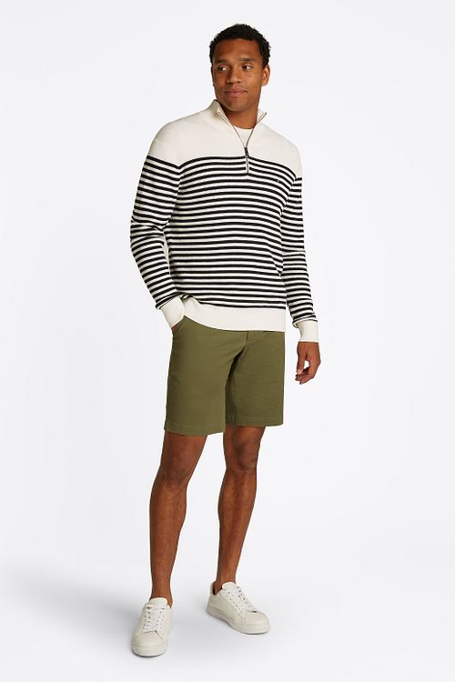 Tommy Hilfiger Racking Half-Zip Structure Rayas Blanco Marino Model / Voorkant