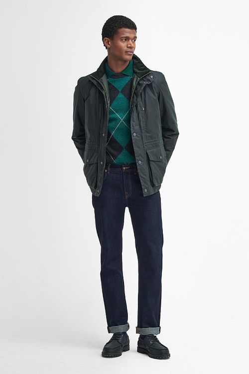 Barbour Falstone woskowana kurtka ciemnozielona Model / Voorkant
