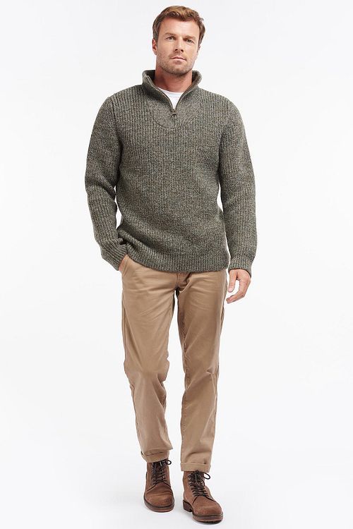 Barbour NewTyne sweter rozpinany na zamek, wełna, ciemnozielony Model / Voorkant