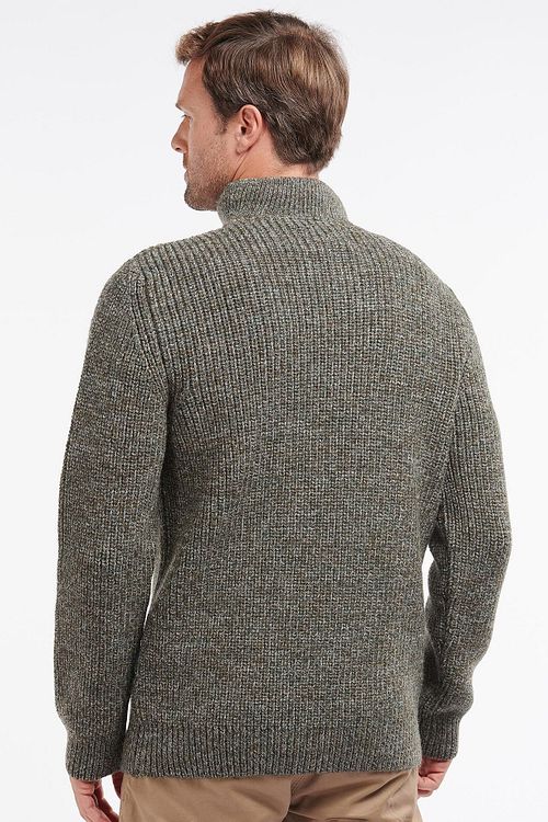 Barbour NewTyne sweter rozpinany na zamek, wełna, ciemnozielony Model / Achterkant