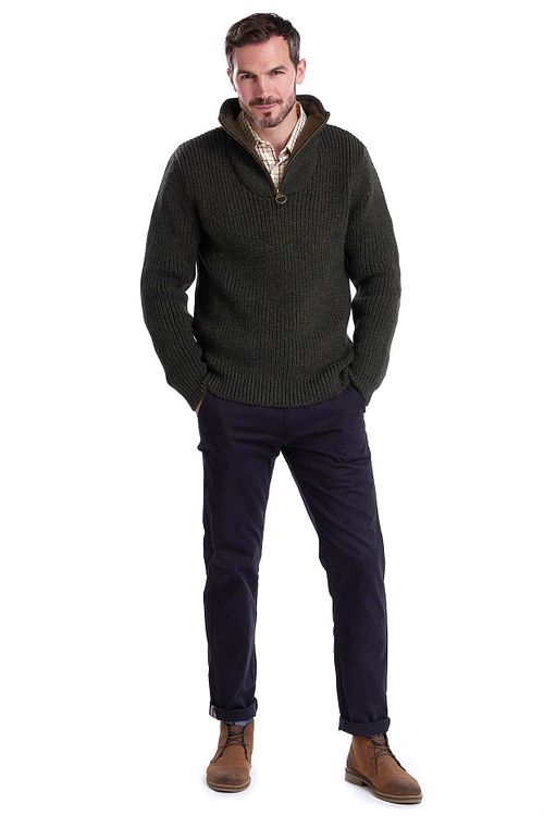 Barbour Ny Tyne Glidelås Ullgenser Oliven Model / Voorkant