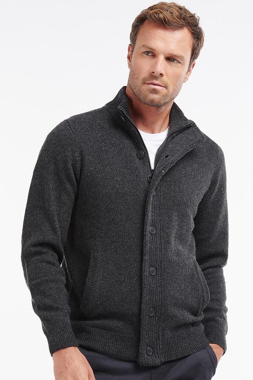 Barbour pikowana kamizelka na zamek z łatkami z jagnięcej wełny – antracyt Model / Voorkant
