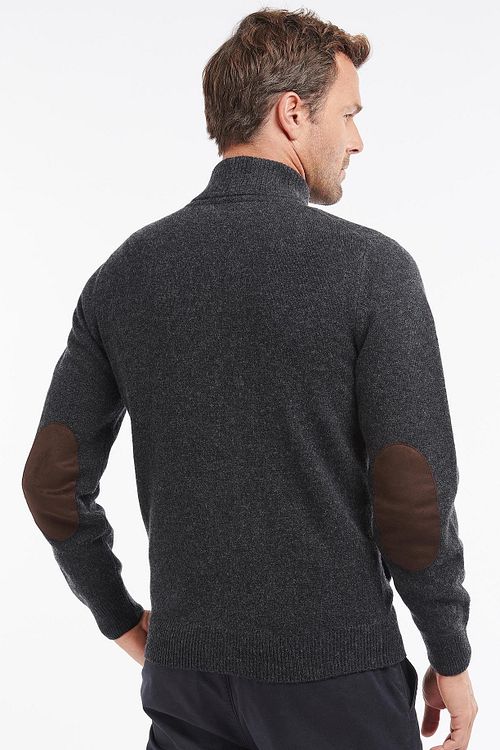 Barbour Zip Vest Lamswol Patch Antraciet Model / Achterkant