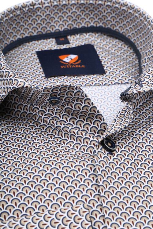 Camicia Suitable in twill stampa beige Product / Detail