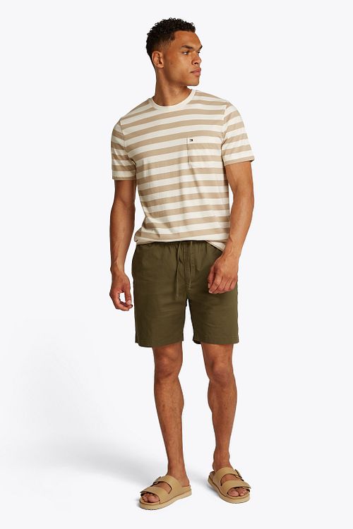 T-Shirt a rayas Tommy Hilfiger beige Model / Voorkant