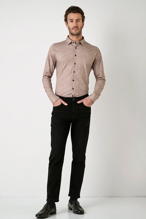 DESOTO Hemd Flanel Melange Beige Model / Voorkant