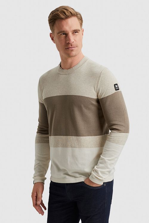 Vanguard Pullover Stripe Beige Model / Zijkant
