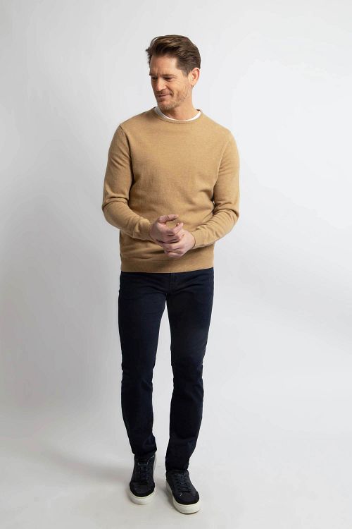 Maglione Steppin' Out in lana merino beige Model / Voorkant