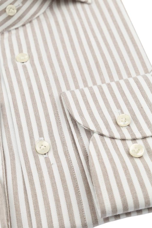 Profuomo Overhemd Streep Cutaway Beige Product / Detail