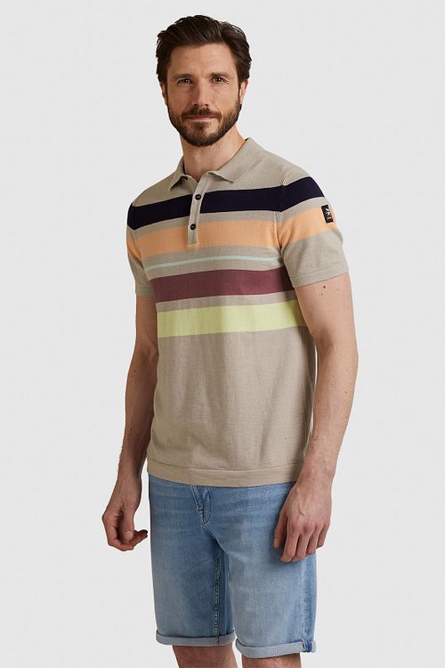 Vanguard Stickad Polo Beige Model / Zijkant