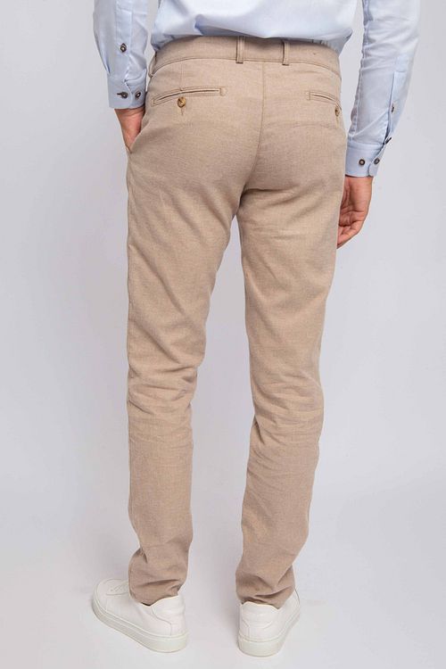 Suitable chinosy Pico Pleat z flaneli w kolorze piaskowym Model / Achterkant z Folkert