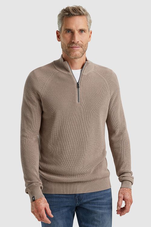 Sweter Vanguard z krótkim zamkiem w kolorze beżowym Model / Voorkant