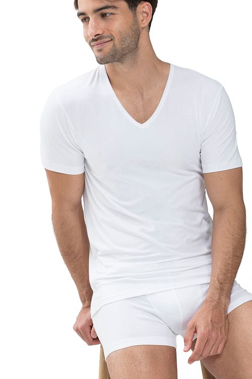 Mey T-Shirt z dekoltem w serek Dry Cotton Biały Model / Voorkant