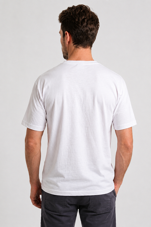 Alan Red Venice T-shirt in jersey pesante bianca Model / Achterkant