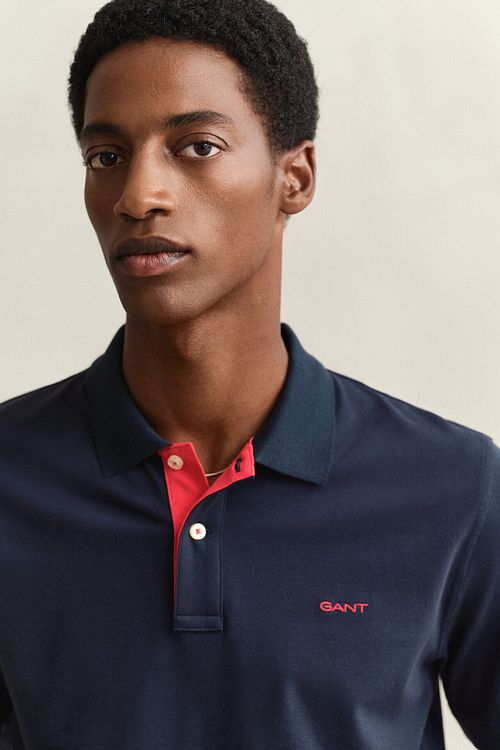 Gant Contrast Piqué Pikétröja Navy Model / Detail