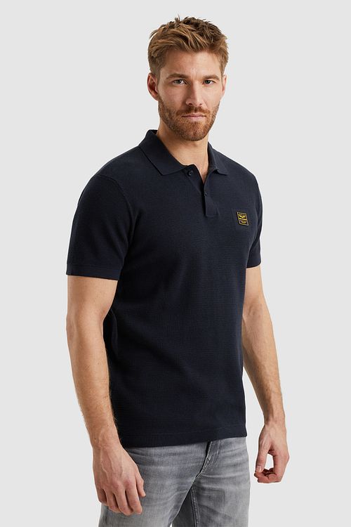 PME Legend Stickad Polo Mörkblå Model / Zijkant