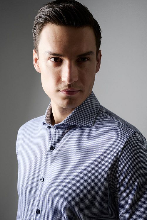 Desoto Essential Skjorta Hajar Piké Houndstooth Blå Model / Detail