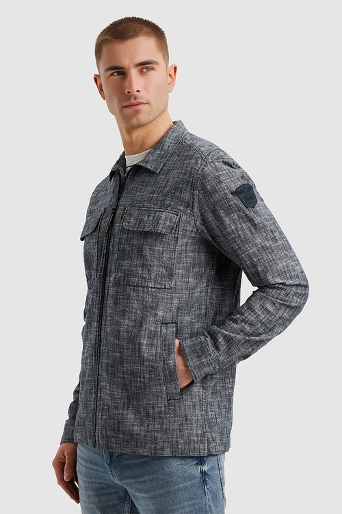 PME Legend Overdeler 2-Tone Slub Navy Model / Zijkant