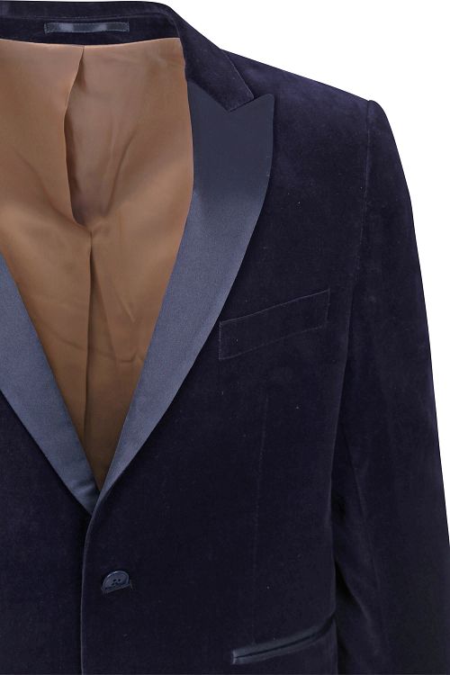 Elegant Smokingsblazer i fløjl, marineblå Product / Detail