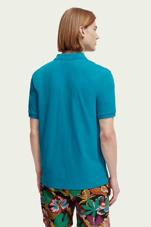 Scotch and Soda Pique Polo Turkis Model / Achterkant