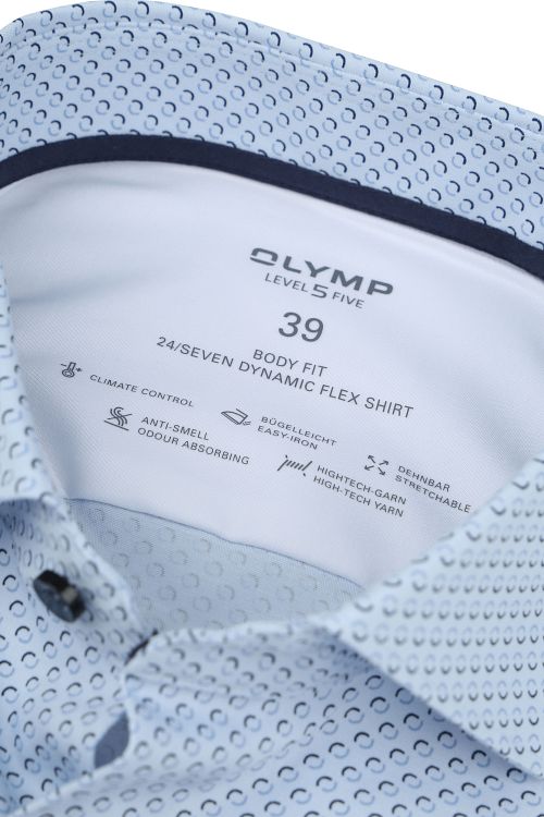 OLYMP Level 5 Skjorte Stretch Print Blå Product / Detail