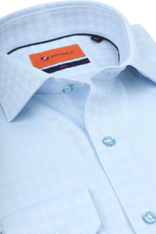 Suitable Skjorte Twill Mønster Lyseblå Product / Detail