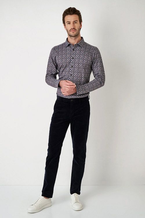 Desoto Skjorte Tidløs Elegance Print Mørkeblå Model / Voorkant