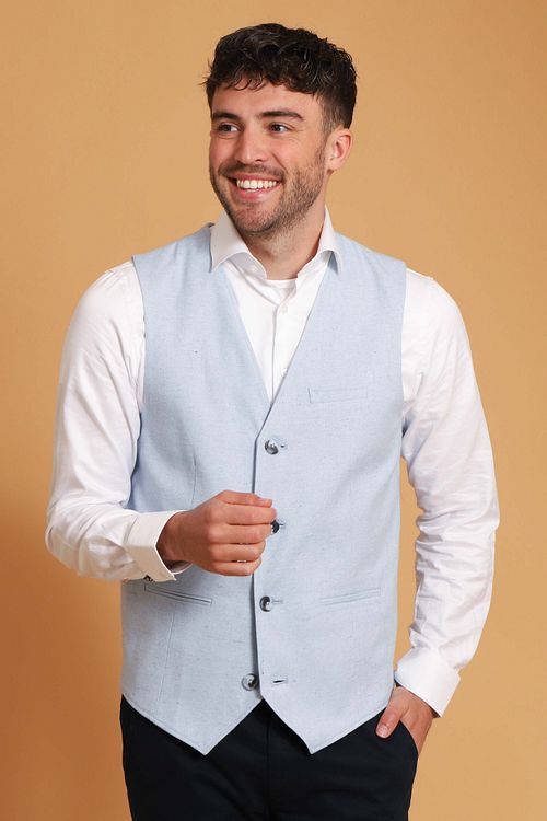 Suitable Vest Sløjfe Lichtblauw Model / Voorkant med Bram