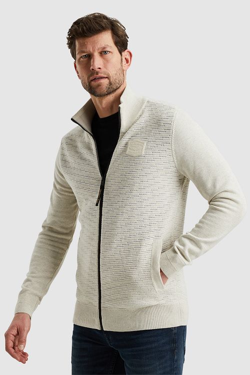 PME Legend Veste Zippée Sweat Ecru Model / Zijkant