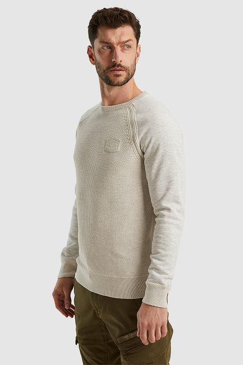 PME Legend Pull Knit Sweat Ecru Model / Zijkant