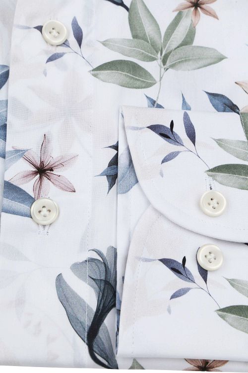 Profuomo Chemise Impression Fleurs Blanche Product / Detail