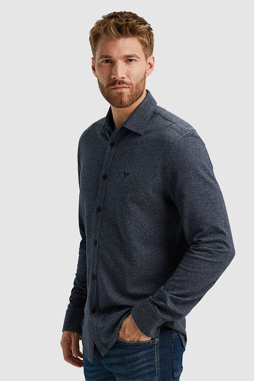 PME Legend Hemd Melange Blau Model / Zijkant