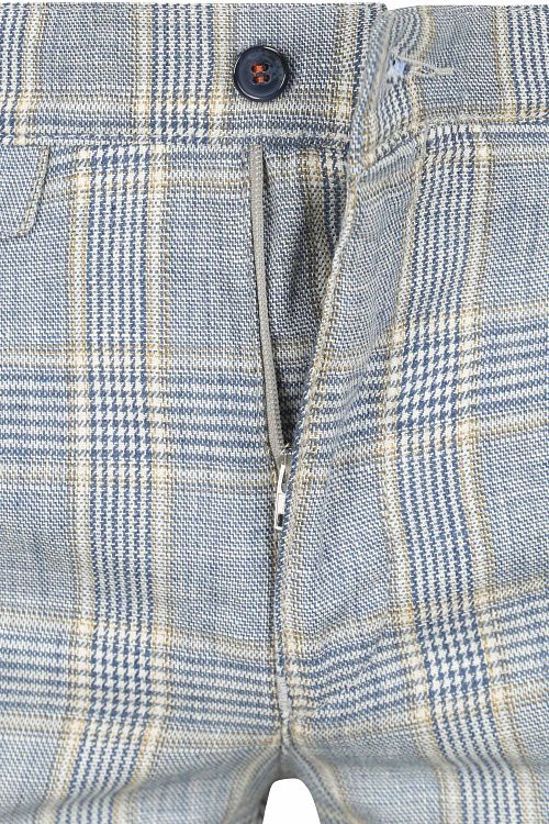 Suitable Chino Linen Blend Karos Blau Product / Detail